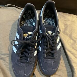 Adidas Men's Dark Blue and White Sneakers